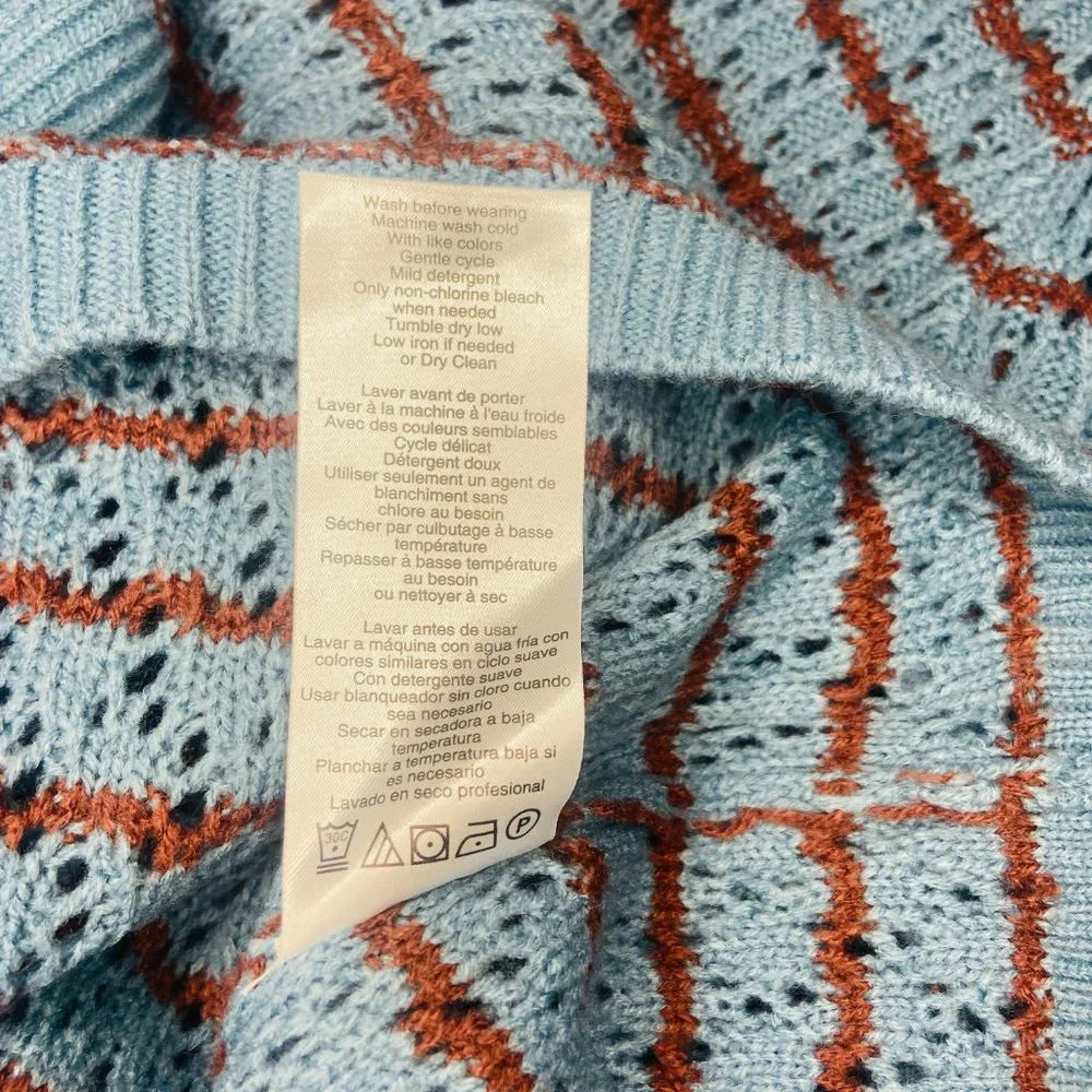 Motherhood Maternity Striped Pointelle Maternity Sweater Provincial Blue…